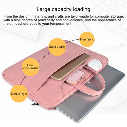 ST06S Waterproof PU Leather Zipper Hidden Portable Strap One-shoulder Handbag for 14.1 inch Laptops, with Magic Stick & Suitcase Belt (Pink) - 14.1 inch by PMC Jewellery | Online Shopping South Africa | PMC Jewellery | Buy Now Pay Later Mobicred