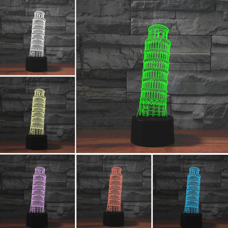 Paris Leaning Tower Shape 3D Colorful LED Vision Light Table Lamp, Crack Touch Version - Novelty Lighting by PMC TechLife | Online Shopping South Africa | PMC TechLife | Buy Now Pay Later Mobicred