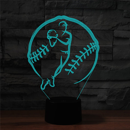 Baseball Sport Shape 3D Colorful LED Vision Light Table Lamp, USB Touch Version - Novelty Lighting by PMC Jewellery | Online Shopping South Africa | PMC Jewellery | Buy Now Pay Later Mobicred