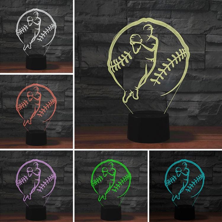 Baseball Sport Shape 3D Colorful LED Vision Light Table Lamp, Charging Touch Version - Novelty Lighting by PMC TechLife | Online Shopping South Africa | PMC TechLife | Buy Now Pay Later Mobicred