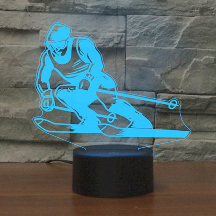 Skiing Shape 3D Colorful LED Vision Light Table Lamp, USB Touch Version - Novelty Lighting by PMC TechLife | Online Shopping South Africa | PMC TechLife | Buy Now Pay Later Mobicred