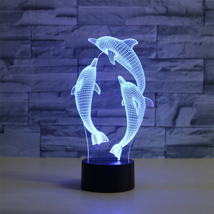 Three Dolphins Shape 3D Colorful LED Vision Light Table Lamp, Crack Remote Control Version - Novelty Lighting by PMC TechLife | Online Shopping South Africa | PMC TechLife | Buy Now Pay Later Mobicred