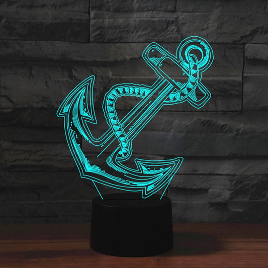 Anchor Shape 3D Colorful LED Vision Light Table Lamp, 16 Colors Remote Control Version - Novelty Lighting by PMC Jewellery | Online Shopping South Africa | PMC Jewellery | Buy Now Pay Later Mobicred