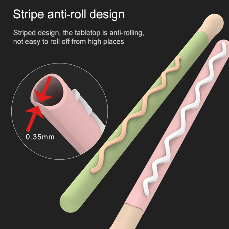 LOVE MEI For Apple Pencil 2 Stripe Design Stylus Pen Silicone Protective Case Cover (Pink) - Pencil Accessories by LOVE MEI | Online Shopping South Africa | PMC TechLife | Buy Now Pay Later Mobicred