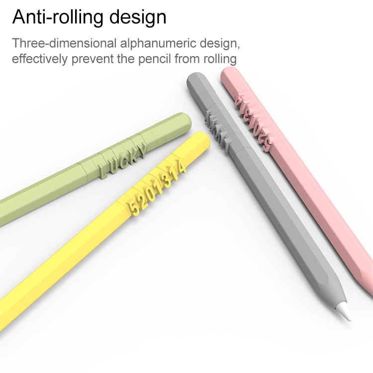 LOVE MEI For Apple Pencil 2 Number Letter Design Stylus Pen Silicone Protective Case Cover (Yellow) - Pencil Accessories by LOVE MEI | Online Shopping South Africa | PMC Jewellery