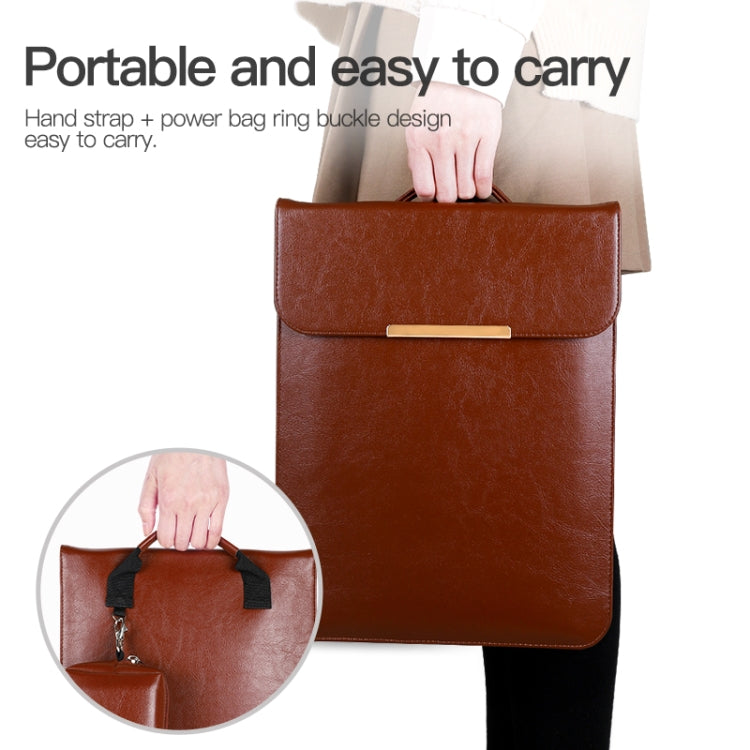 13.3 inch Laptop 2 in 1 PU Leather Sleeve Liner Bag with Mouse Storage Bag(Black) - 13.3 inch by PMC TechLife | Online Shopping South Africa | PMC TechLife | Buy Now Pay Later Mobicred