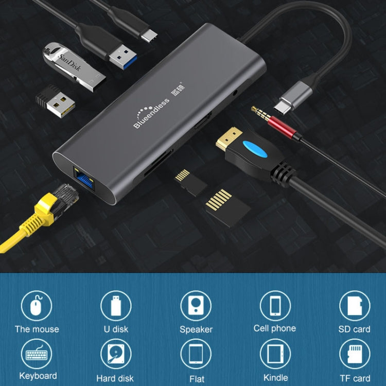 Blueendless 9 In 1 Multi-function Type-C / USB-C HUB Expansion Dock - free shipping - PMC Jewellery - Order now!