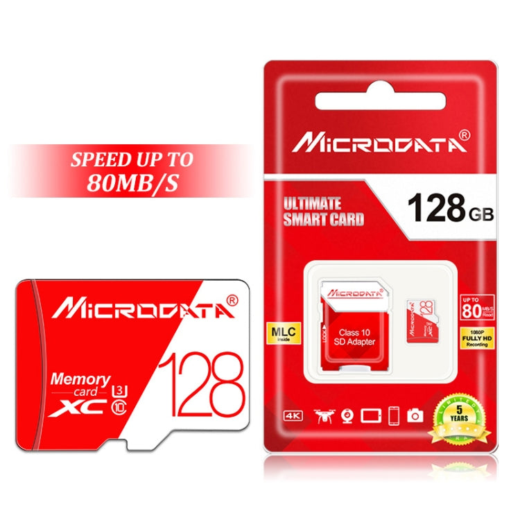 MICRODATA 128GB High Speed U3 Red and White TF(Micro SD) Memory Card - free shipping - PMC Jewellery - Order now!