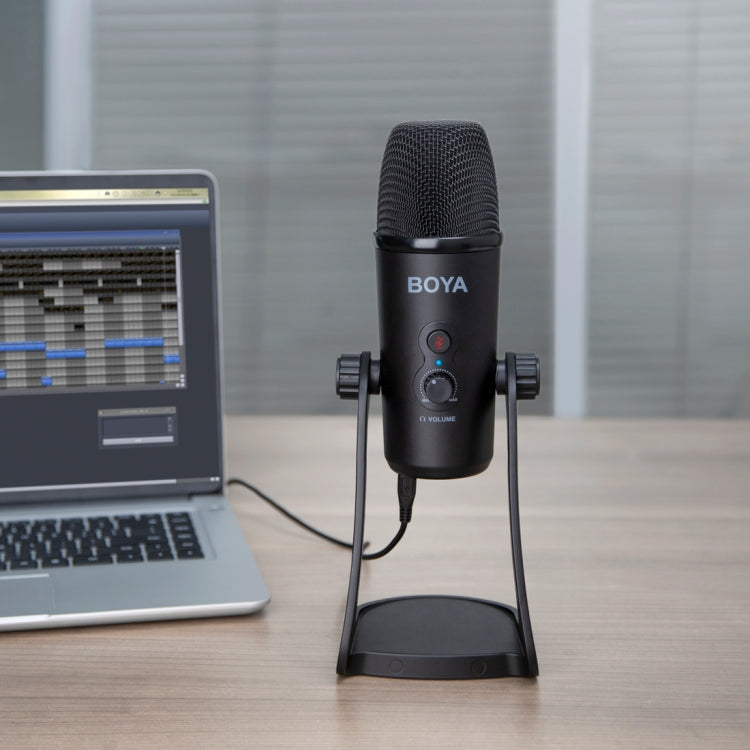 BOYA BY-PM700 USB Sound Recording Condenser Microphone with Holder, Compatible with PC / Mac for Live Broadcast Show, KTV, etc. (Black) - Microphone by BOYA | Online Shopping South Africa | PMC Jewellery | Buy Now Pay Later Mobicred