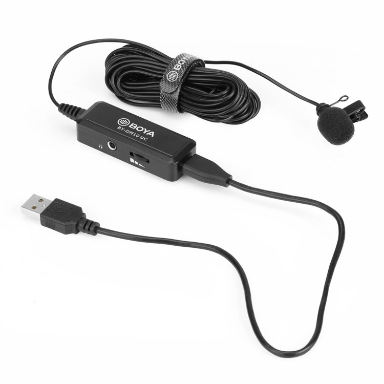 BOYA BY-DM10 UC USB-C / Type-C Plug Broadcast Lavalier Microphone with Windscreen, Cable Length: 6m (Black) - Camera Microphone by BOYA | Online Shopping South Africa | PMC Jewellery | Buy Now Pay Later Mobicred