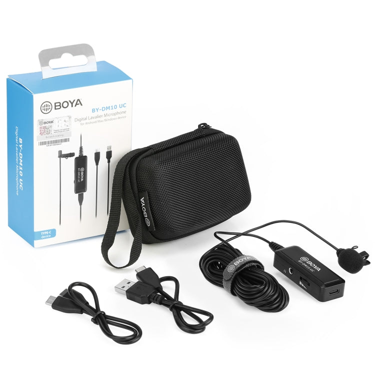 BOYA BY-DM10 UC USB-C / Type-C Plug Broadcast Lavalier Microphone with Windscreen, Cable Length: 6m (Black) - Camera Microphone by BOYA | Online Shopping South Africa | PMC Jewellery | Buy Now Pay Later Mobicred