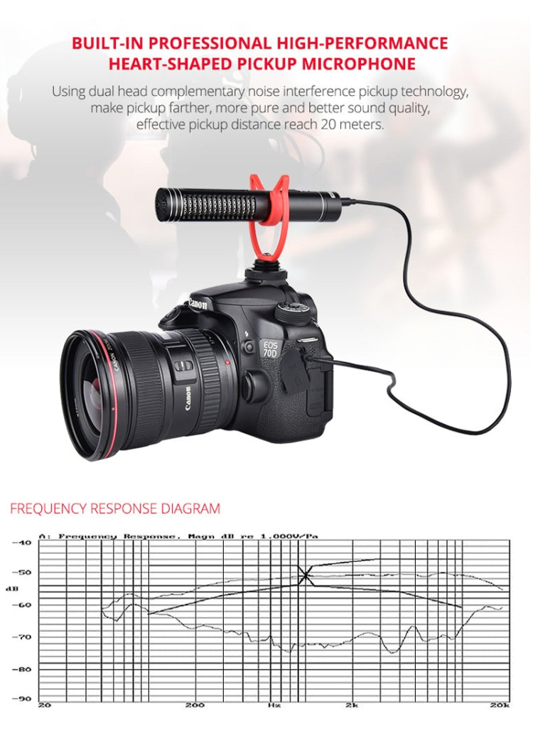 YELANGU YLG9930B MIC05 Professional Interview Condenser Video Shotgun Microphone with 3.5mm Audio Cable for DSLR & DV Camcorder(Black) - Camera Microphone by YELANGU | Online Shopping South Africa | PMC Jewellery | Buy Now Pay Later Mobicred