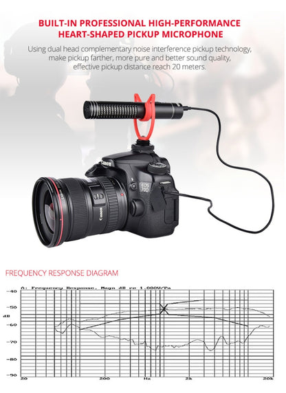 YELANGU YLG9930B MIC05 Professional Interview Condenser Video Shotgun Microphone with 3.5mm Audio Cable for DSLR & DV Camcorder(Black) - Camera Microphone by YELANGU | Online Shopping South Africa | PMC Jewellery | Buy Now Pay Later Mobicred