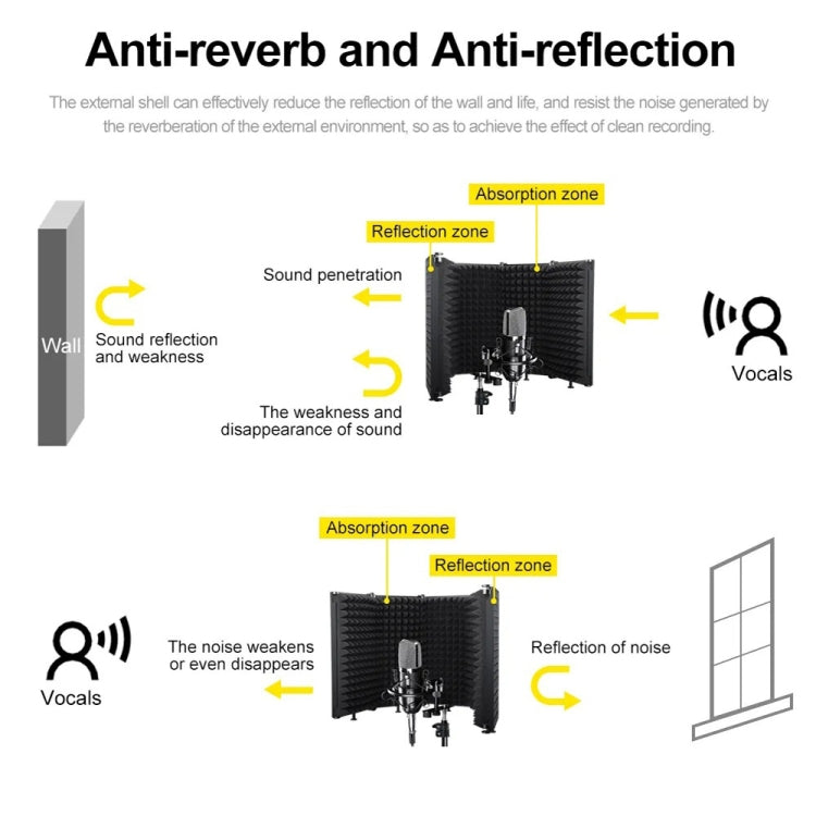 XTUGA P73 Foldable Recording Microphone Isolation Shield - free shipping - PMC Jewellery - Order now!