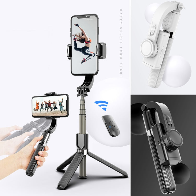 L08 Adjustable Gimbal Stabilize Bluetooth Self-timer Pole Tripod Selfie Stick(White) - Selfie Sticks by PMC Jewellery | Online Shopping South Africa | PMC Jewellery | Buy Now Pay Later Mobicred