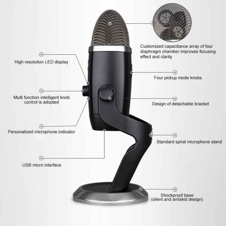 Logitech Blue Yeti X Condenser USB Recording Live Broadcast Microphone (Black) - Microphone by Logitech | Online Shopping South Africa | PMc TechLife | Buy Now Pay Later Mobicred