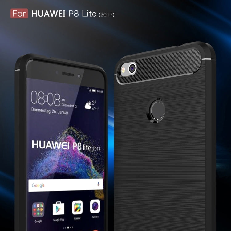 For Huawei  P8 Lite (2017) Brushed Carbon Fiber Texture Shockproof TPU Protective Case(Dark Blue) - Huawei Cases by PMC TechLife | Online Shopping South Africa | PMC TechLife | Buy Now Pay Later Mobicred