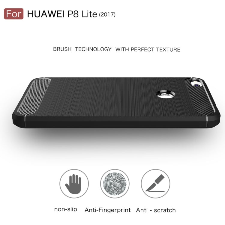 For Huawei  P8 Lite (2017) Brushed Carbon Fiber Texture Shockproof TPU Protective Case(Dark Blue) - Huawei Cases by PMC TechLife | Online Shopping South Africa | PMC TechLife | Buy Now Pay Later Mobicred
