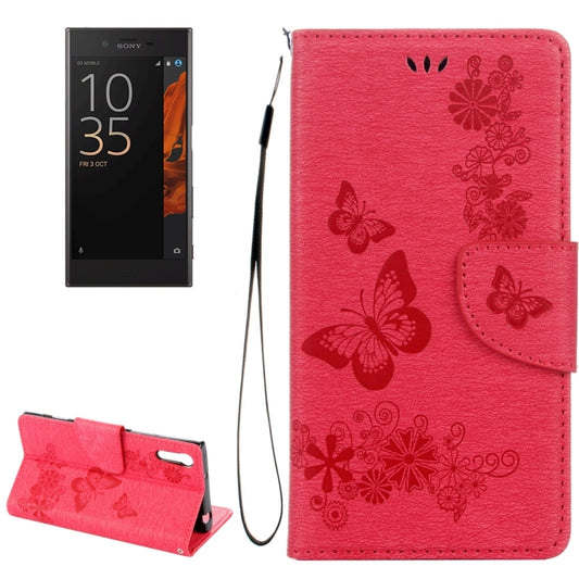 For Sony Xperia XZ Power Butterflies Embossing Horizontal Flip Leather Case with Holder & Card Slots & Wallet & Lanyard(Magenta) - Sony Cases by PMC Jewellery | Online Shopping South Africa | PMC Jewellery