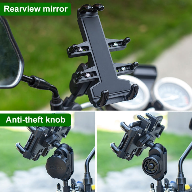 Tilt Rearview Mirror Screw Hole Ball-Head Motorcycle Multi-function Eight-jaw Aluminum Phone Navigation Holder Bracket with Anti-theft Knobs - free shipping - PMC TechLife - Order now!