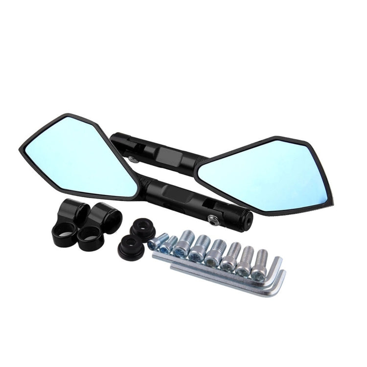 Modified Motorcycle Aluminium Alloy Rhombus Reflective Light Side Rearview Mirror (Black) - Side Mirrors by PMC Jewellery | Online Shopping South Africa | PMC Jewellery | Buy Now Pay Later Mobicred