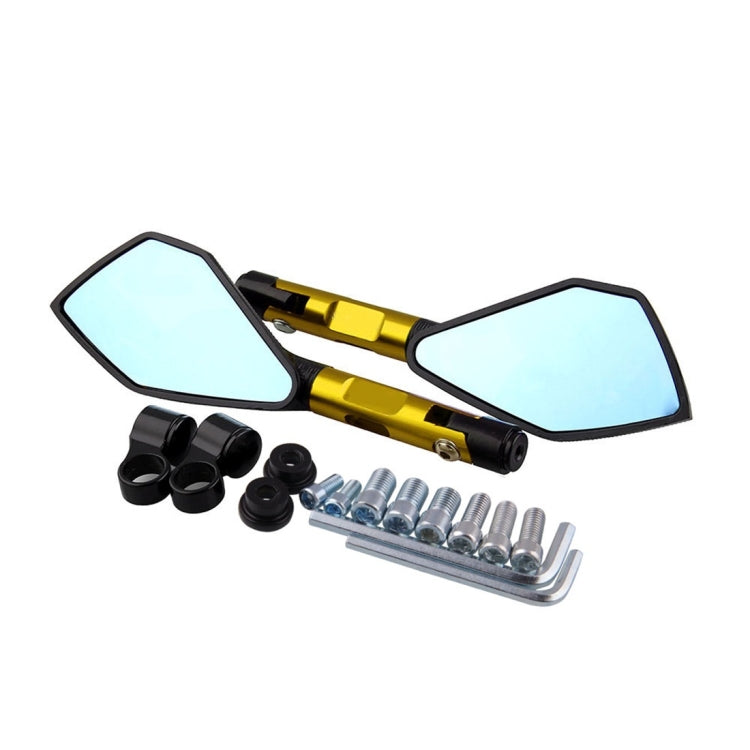 Modified Motorcycle Aluminium Alloy Rhombus Reflective Light Side Rearview Mirror (Gold) - Side Mirrors by PMC Jewellery | Online Shopping South Africa | PMC Jewellery | Buy Now Pay Later Mobicred