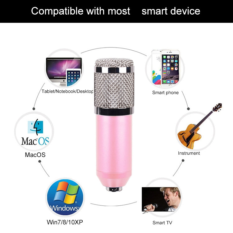 BM-800 Network K-Song Dedicated High-end Metal Shock Mount Microphone Set(Pink) - Microphone by PMC TechLife | Online Shopping South Africa | PMC TechLife | Buy Now Pay Later Mobicred