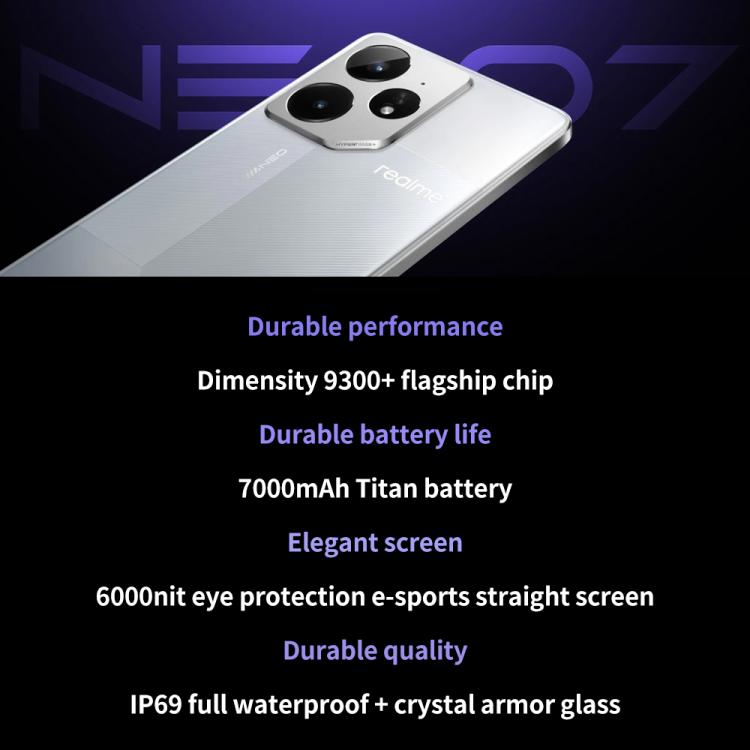 Realme Neo7, 16GB+1TB, 6.78 inch Android 15 / Realme UI 6.0 MediaTek Dimensity 9300+ Octa Core, NFC, Network: 5G, Support Google Play (Black) - free shipping - PMc TechLife - Order now!