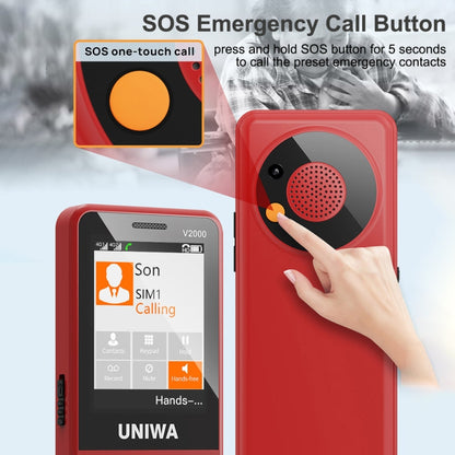 UNIWA V2000 Elder Keypad Phone, 2.4 inch Unisoc T107, 1700mAh Battery, LED Flashlight, SOS, Network: 4G, US Plug (Black) - UNIWA by UNIWA | Online Shopping South Africa | PMC Jewellery | Buy Now Pay Later Mobicred