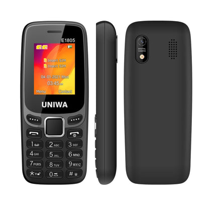 UNIWA E1805, 1.77 inch, SC6531E, 21 Keys, Support Bluetooth, Torch, FM, MP3, MP4, GSM, Dual SIM (Black) - UNIWA by UNIWA | Online Shopping South Africa | PMC Jewellery | Buy Now Pay Later Mobicred