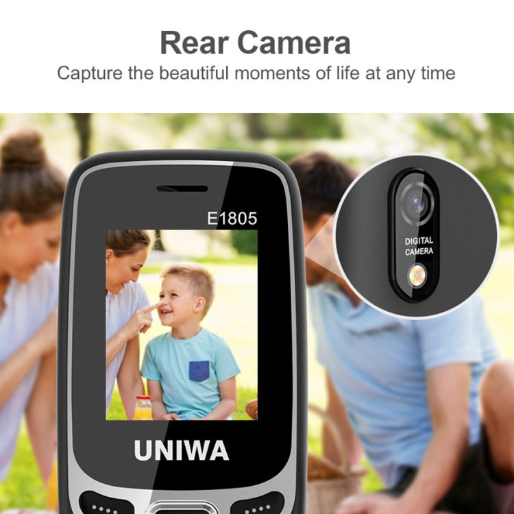 UNIWA E1805, 1.77 inch, SC6531E, 21 Keys, Support Bluetooth, Torch, FM, MP3, MP4, GSM, Dual SIM (Black) - UNIWA by UNIWA | Online Shopping South Africa | PMC Jewellery | Buy Now Pay Later Mobicred