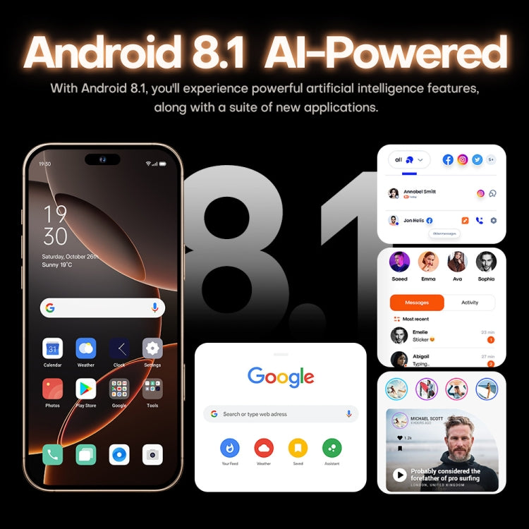i16 Pro Max / A08A, 3GB+64GB, 6.73 inch Screen, Face Identification, Android 8.1 MTK6753 Octa Core, Network: 4G, Dual SIM, US Plug (Black) - free shipping - PMC Jewellery - Order now!