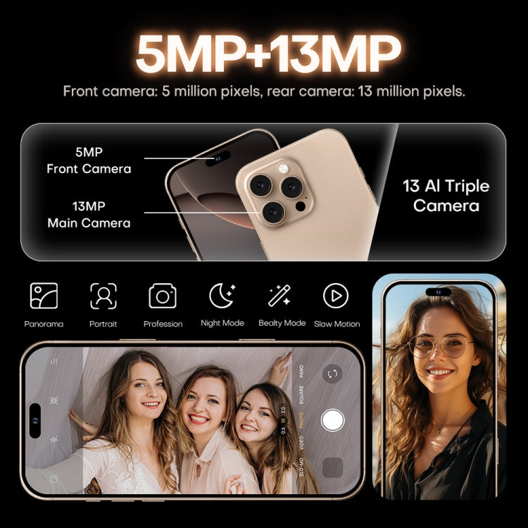 i16 Pro Max / A08A, 3GB+64GB, 6.73 inch Screen, Face Identification, Android 8.1 MTK6753 Octa Core, Network: 4G, Dual SIM, US Plug (Black) - free shipping - PMC Jewellery - Order now!
