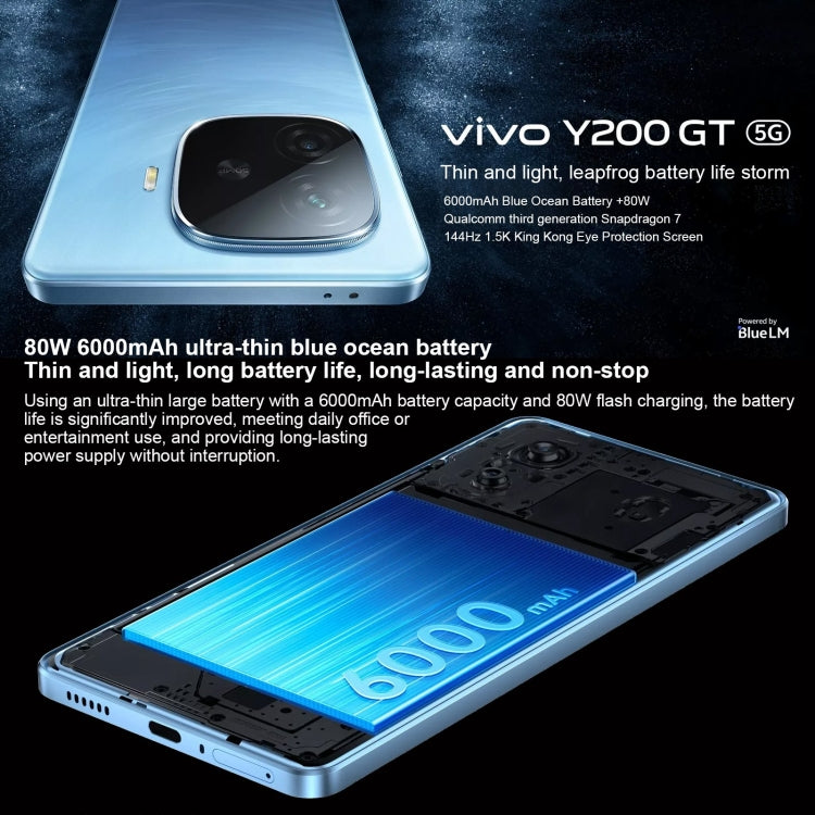 vivo Y200 GT, Dual Back Cameras, 8GB+128GB, Face ID Screen Fingerprint Identification, 6.78 inch Android 14.0 OriginOS 4 Snapdragon 7 Gen 3 Octa Core 2.63GHz, OTG, NFC, Network: 5G, Support Google Play (Black) - vivo by vivo | Online Shopping South Africa | PMC Jewellery | Buy Now Pay Later Mobicred