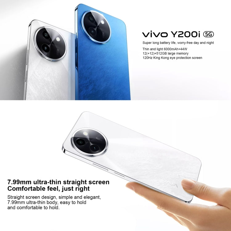 vivo Y200i, Dual Back Cameras, 8GB+256GB, Face ID Screen Fingerprint Identification, 6.72 inch Android 14.0 OriginOS 4 Snapdragon 4 Gen 2 Octa Core 2.2GHz, OTG, Network: 5G, Support Google Play (White) - vivo by vivo | Online Shopping South Africa | PMC Jewellery | Buy Now Pay Later Mobicred