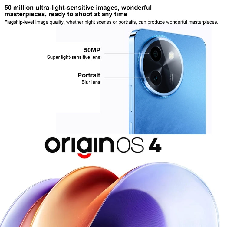 vivo Y200i, Dual Back Cameras, 8GB+256GB, Face ID Screen Fingerprint Identification, 6.72 inch Android 14.0 OriginOS 4 Snapdragon 4 Gen 2 Octa Core 2.2GHz, OTG, Network: 5G, Support Google Play (Blue) - vivo by vivo | Online Shopping South Africa | PMC Jewellery | Buy Now Pay Later Mobicred