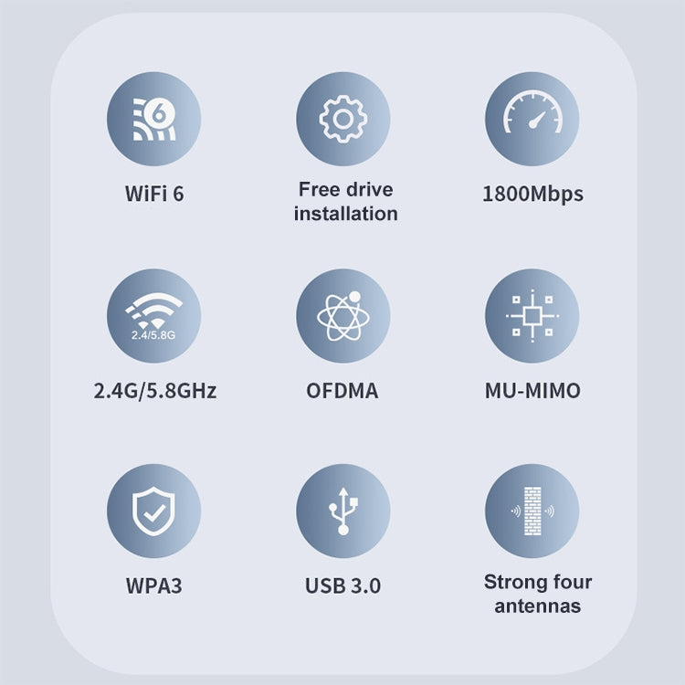 COMFAST CF-966AX Free-drive Dual Band 1800Mbps USB3.0 High Power Wireless WiFi 6 Adapter - USB Network Adapter by COMFAST | Online Shopping South Africa | PMC Jewellery | Buy Now Pay Later Mobicred