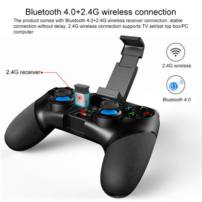 ipega PG-9156 2.4GHz + Bluetooth 4.0 Mobile Phone Gaming Gamepad with Stretchable Mobile Phone Holder & Turbo Button, Compatible with IOS and Android Systems (Black) - Controller Gamepad by ipega | Online Shopping South Africa | PMC Jewellery | Buy Now Pay Later Mobicred