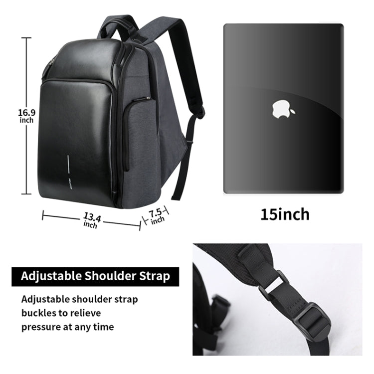 Bopai 851-010128 Business Anti-theft Waterproof Large Capacity Double Shoulder Bag,with USB Charging Port, Size: 34x19x43cm (Black) - 15.6 - 17 inch by Bopai | Online Shopping South Africa | PMC Jewellery | Buy Now Pay Later Mobicred