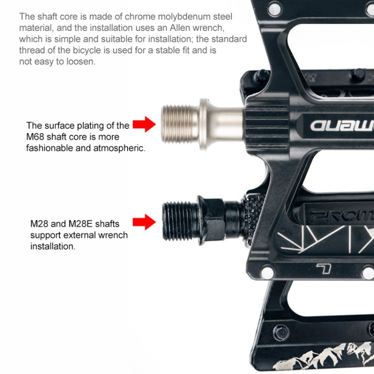 PROMEND PD-M28E 1 Pair Bicycle Aluminum Alloy DU Bearings Pedals with LED - Pedals by PROMEND | Online Shopping South Africa | PMc TechLife | Buy Now Pay Later Mobicred