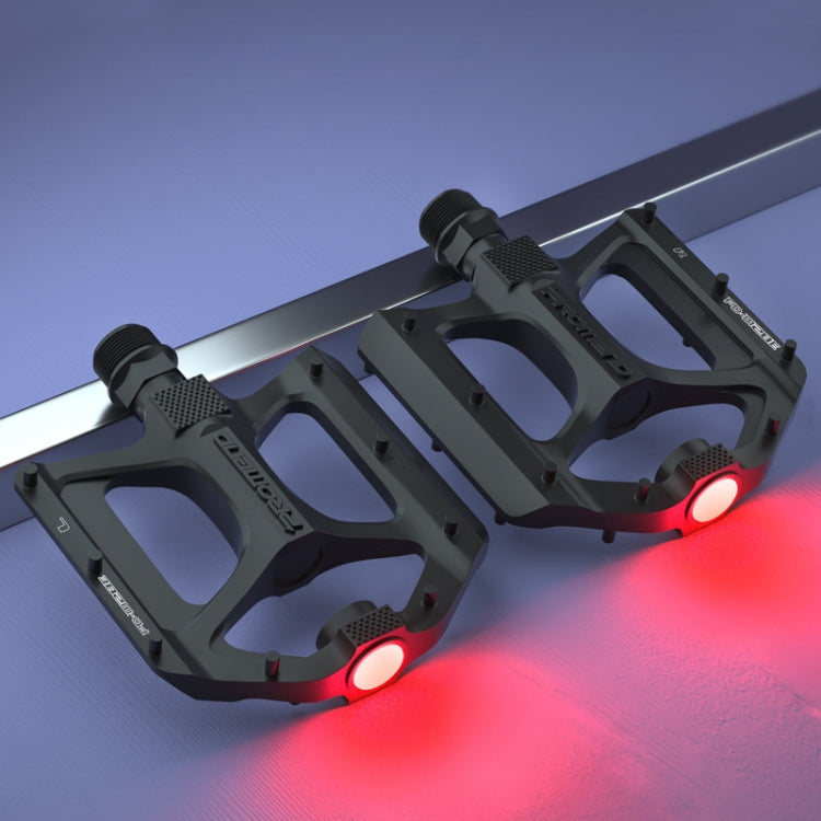 PROMEND PD-M28E 1 Pair Bicycle Aluminum Alloy DU Bearings Pedals with LED - Pedals by PROMEND | Online Shopping South Africa | PMc TechLife | Buy Now Pay Later Mobicred