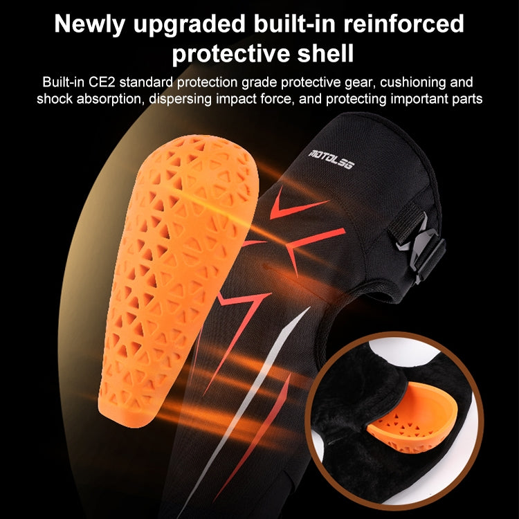 MOTOLSG 2 in 1 Knee Pads Motorcycle Bicycle Riding Warm Fleece Soft Protective Gear with CE Protector (Black White) - Protective Gear by MOTOLSG | Online Shopping South Africa | PMC Jewellery | Buy Now Pay Later Mobicred