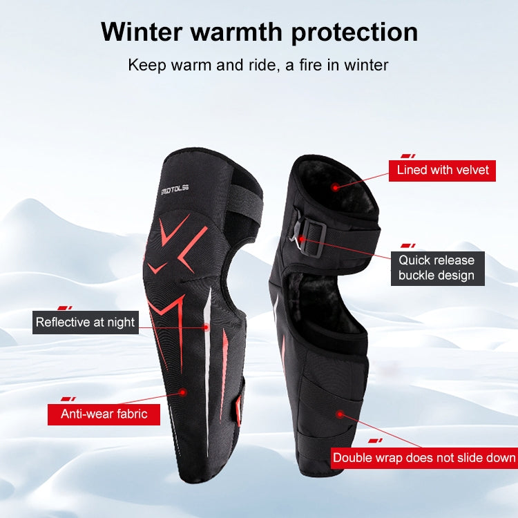 MOTOLSG 2 in 1 Knee Pads Motorcycle Bicycle Riding Warm Fleece Soft Protective Gear (Black Red) - Protective Gear by MOTOLSG | Online Shopping South Africa | PMC Jewellery | Buy Now Pay Later Mobicred