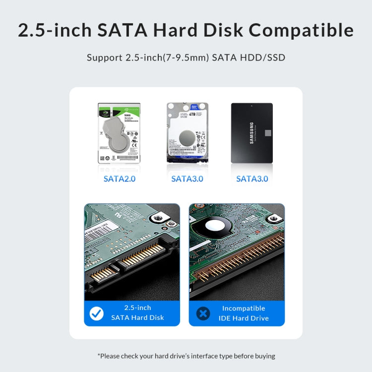 ORICO 2577U3-V1 Grid Texture Design 2.5 inch USB3.0 Micro-B Hard Drive Enclosure Box(Black) - HDD Enclosure by ORICO | Online Shopping South Africa | PMC TechLife | Buy Now Pay Later Mobicred