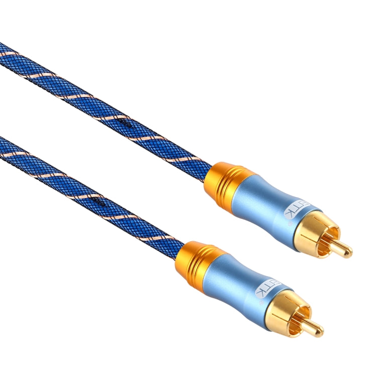 EMK 8mm RCA Male to 6mm RCA Male Gold-plated Plug Grid Nylon Braided Audio Coaxial Cable for Speaker Amplifier Mixer, Length: 2m(Blue) - Microphone Audio Cable & Connector by EMK | Online Shopping South Africa | PMC Jewellery | Buy Now Pay Later Mobicred