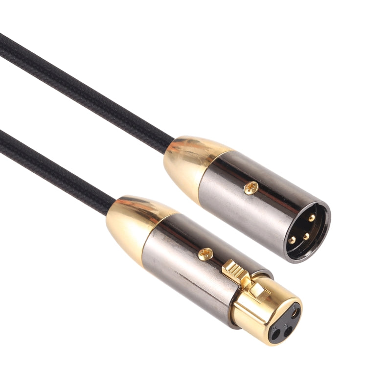 EMK XLR Male to Female Gold-plated Plug Cotton Braided Cannon Audio Cable for XLR Jack Devices, Length: 1m(Black) - Microphone Audio Cable & Connector by EMK | Online Shopping South Africa | PMC Jewellery | Buy Now Pay Later Mobicred