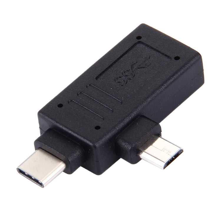 USB-C / Type-C Male + Micro USB Male to USB 3.0 Female Adapter(Black) - USB Adapter by PMC TechLife | Online Shopping South Africa | PMC TechLife
