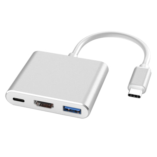 V125 UCB-C / Type-C Male to PD +  HDMI + USB 3.0 Female 3 in 1 Converter(Silver) - USB HUB by PMC Jewellery | Online Shopping South Africa | PMC Jewellery