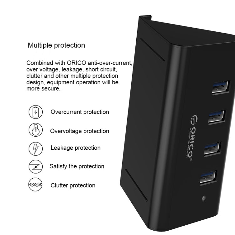 ORICO SHC-U3 ABS Material Desktop 4 Ports USB 3.0 HUB with Phone / Tablet Holder & 1m USB Cable & LED Indicator - USB 3.0 HUB by ORICO | Online Shopping South Africa | PMC Jewellery | Buy Now Pay Later Mobicred