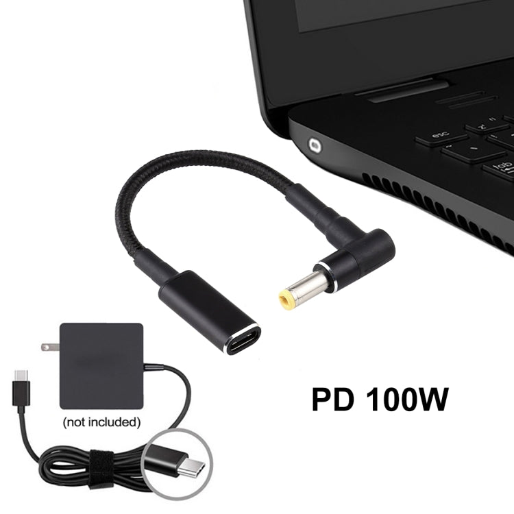 PD 100W 18.5-20V 5.5 x 2.5mm Elbow to USB-C / Type-C Adapter Nylon Braid Cable - Universal Power Adapter by PMC Jewellery | Online Shopping South Africa | PMC Jewellery